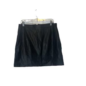 Shinestar Women’s Faux Leather Mini Skirt XLg Black Straight Accent Zippers NEW